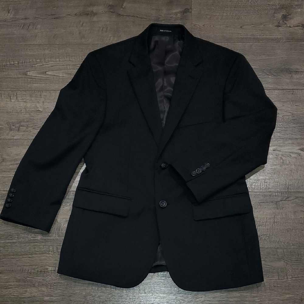 Pronto Uomo Platinum Classic Suit Black Blazer Size 38 Short 100% Wool